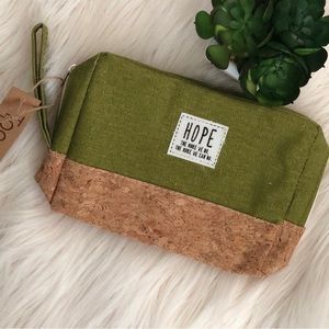NWT- “ Time Place Occasion” Canvas/Cork Cosmetic Bag